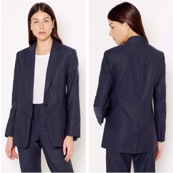 Equipment Navy Blue Jay School Boy Polkadot Print Blazer Size 4